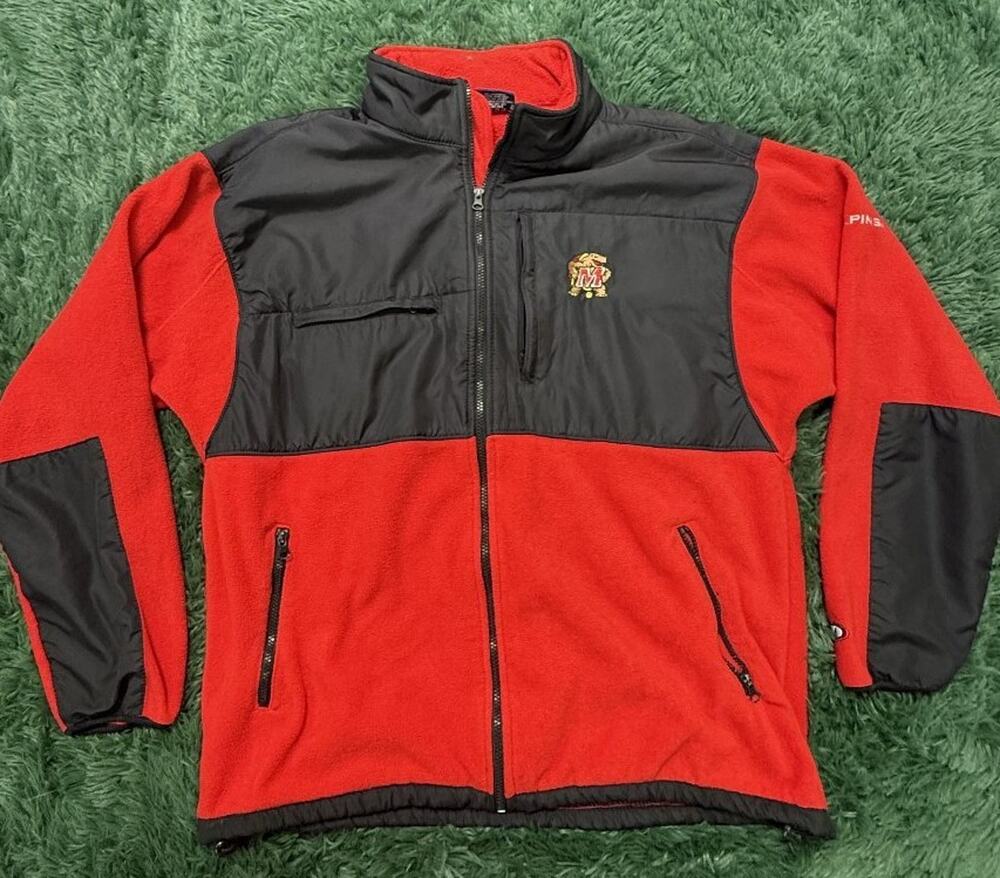 PRO PLAYER Maryland Terrapins Fleece Jacket Men's XL Red Black Full Zip 90s